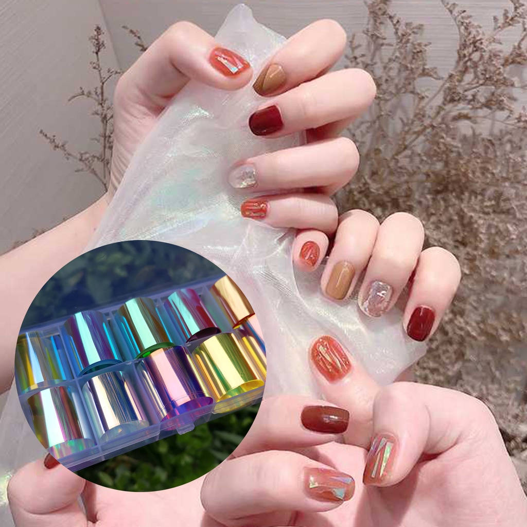 Set 6 giấy bóng kính trong suốt dán móng trang trí nghệ thuật thời trang cho nữ