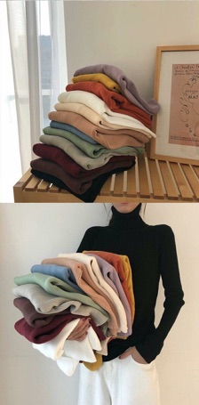 Áo len tăm cổ lọ trơn basic