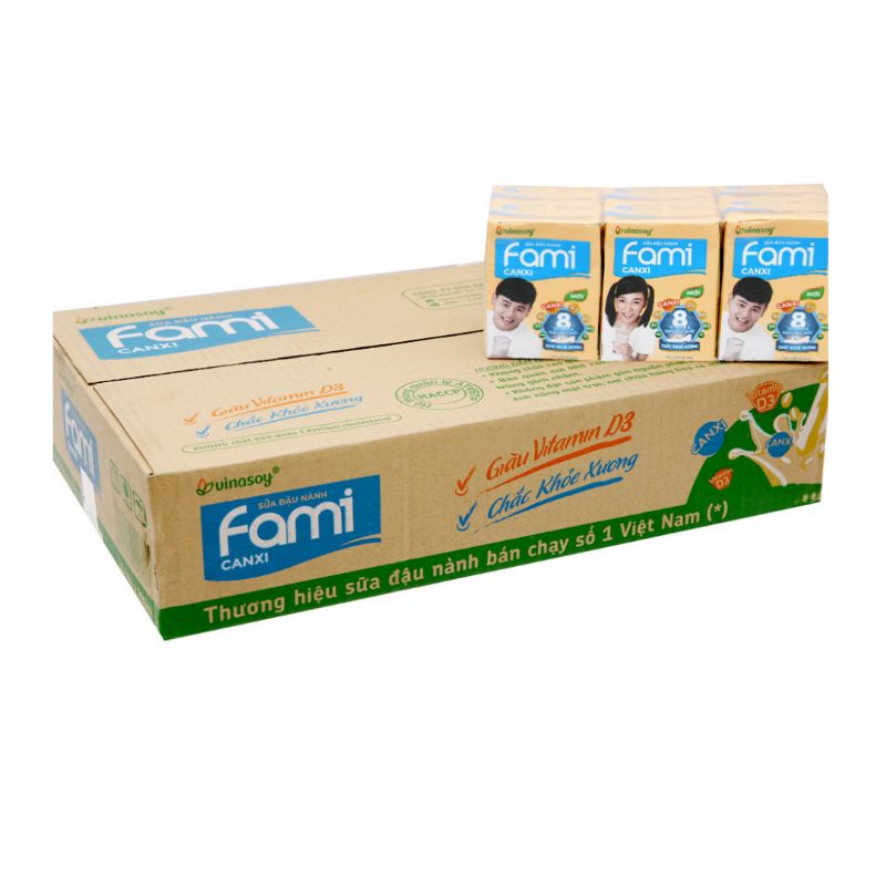 12 hộp sữa đậu nành Fami canxi 200ml
