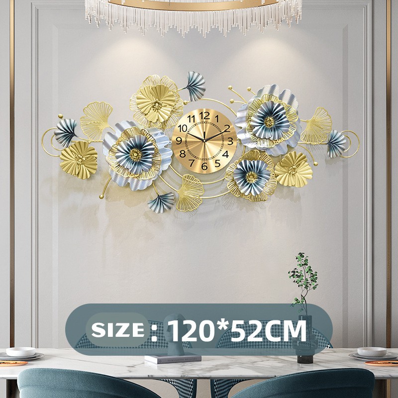 Đồng hồ decor hoa sắt trang trí 3D ấn tượng size 120cm