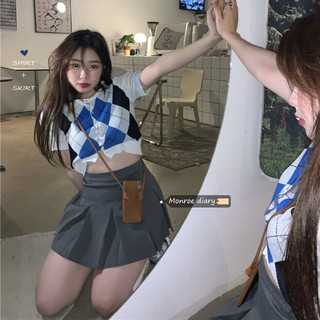 Áo Cardigan Dệt Kim Tay Ngắn Đính Kim Cương Phong Cách Anh Quốc Cho Sinh Viên