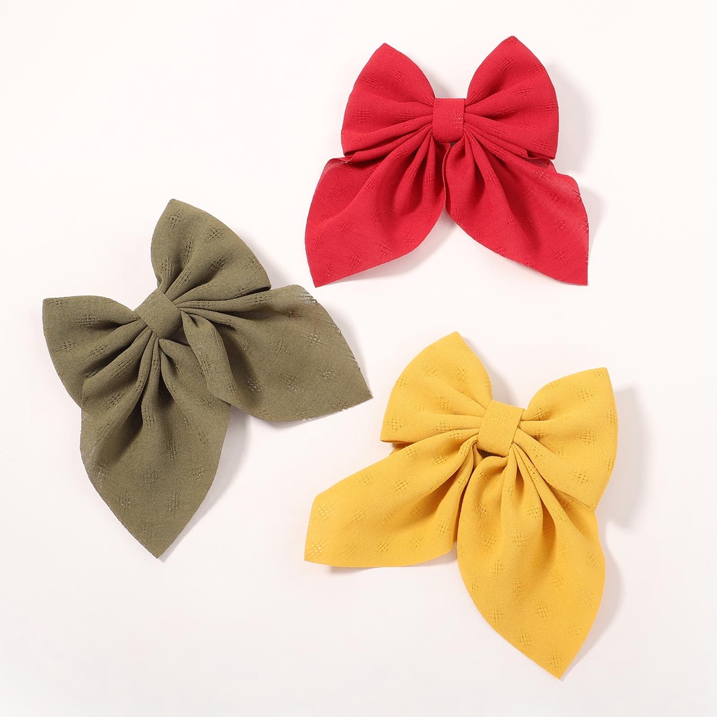 Kẹp tóc nơ KIDSBOWS 5 inches vải lanh cotton nhiều màu sắc dành cho nữ