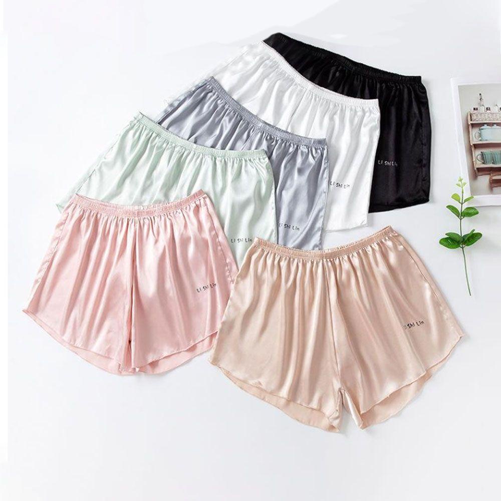 Quần Short An Toàn Mặc Trong Nhà Dáng Rộng Bằng Lụa In Chữ Đơn Giản Thời Trang Mùa Hè Cho Nữ