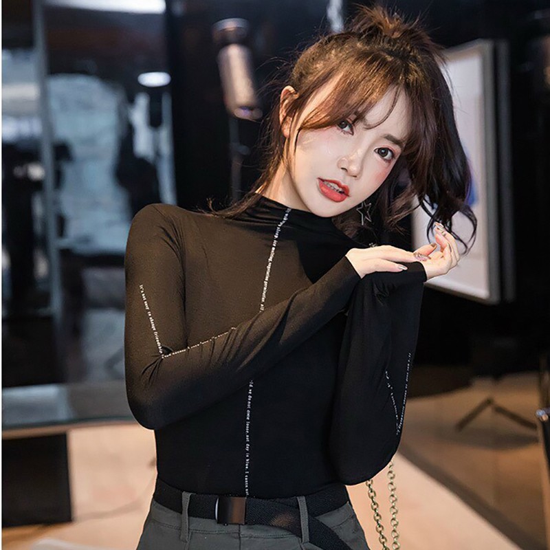 Áo giữ nhiệt nữ cổ 3cm chất thun đanh mịn freesize <65kg - hàng cao cấp | BigBuy360 - bigbuy360.vn