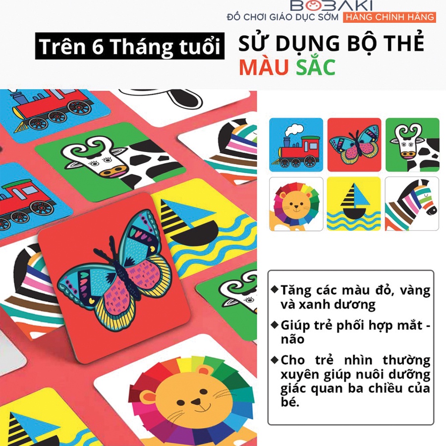 Flashcard Montessori cho trẻ sơ sinh 0 12 tháng đồ chơi cho trẻ sơ sinh treo nôi Thương Hiệu BOBAKI