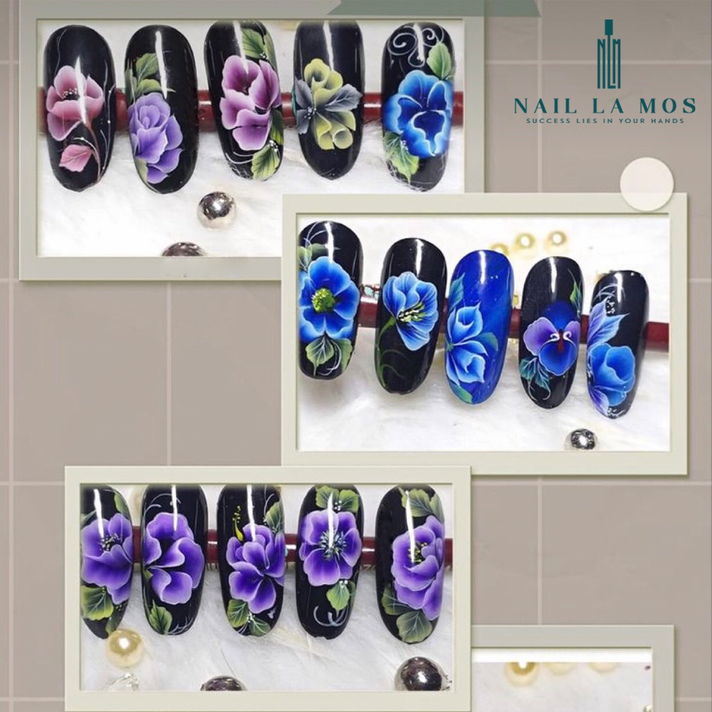 Set 5 chiếc cọ bản vuông đa dạng size - cọ bản nail dành cho học viên thực hành
