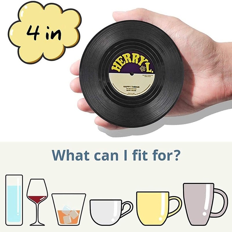 Nhựa Retro Vinyl Kỷ lục Cốc Mat Chống trượt Phin cà phê Chịu nhiệt Đồ uống Mug Mat Bàn Placemat