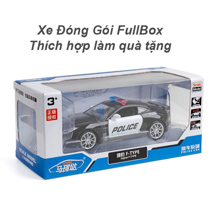 MÔ HÌNH XE Ô TÔ Cảnh Sát bằng Kim Loại tỷ lệ 1:32, Xe đồ chơi mở được cửa, có còi hú và đèn cho bé