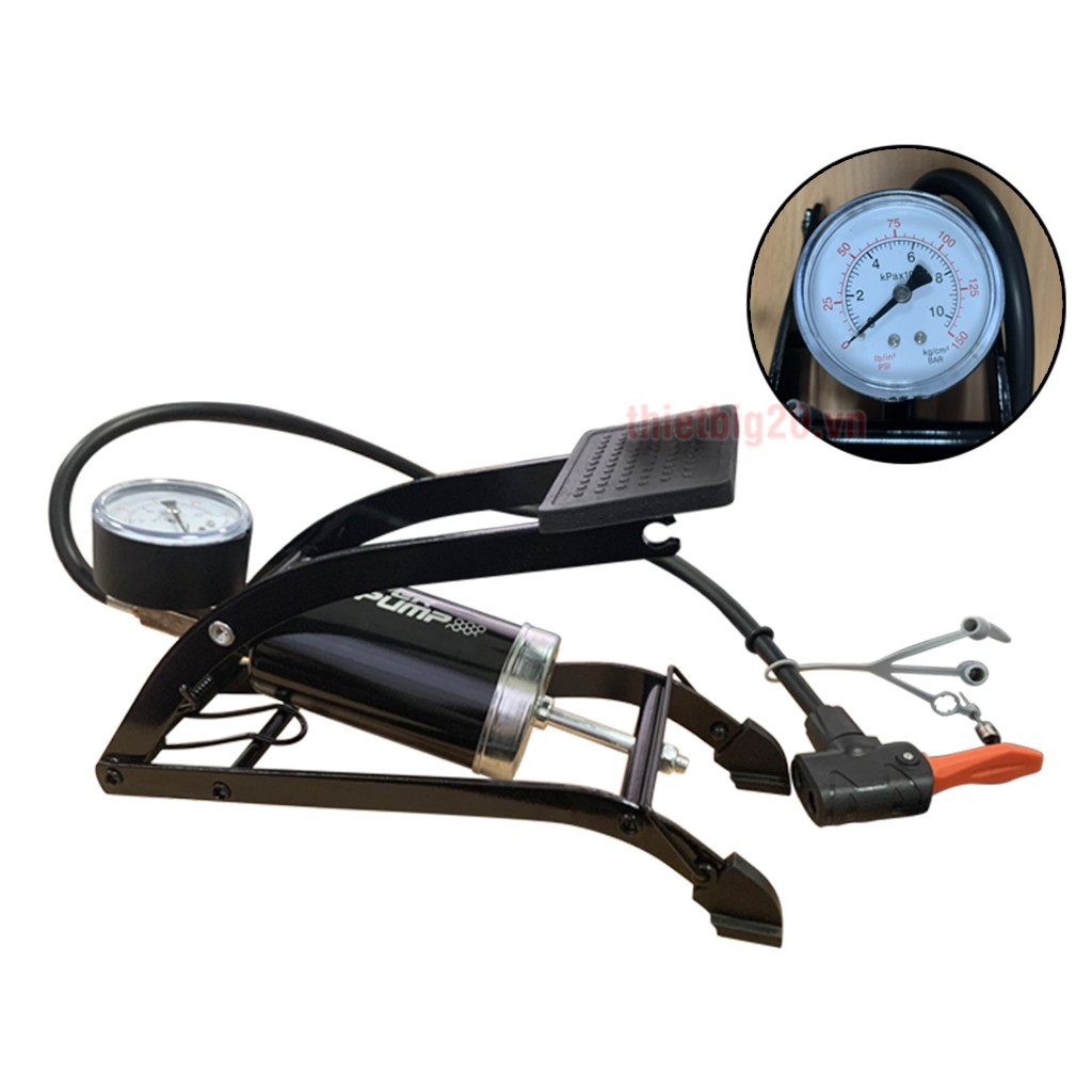 Bơm đạp chân Super Pump, Bơm hơi xe máy, ô tô - 9801E