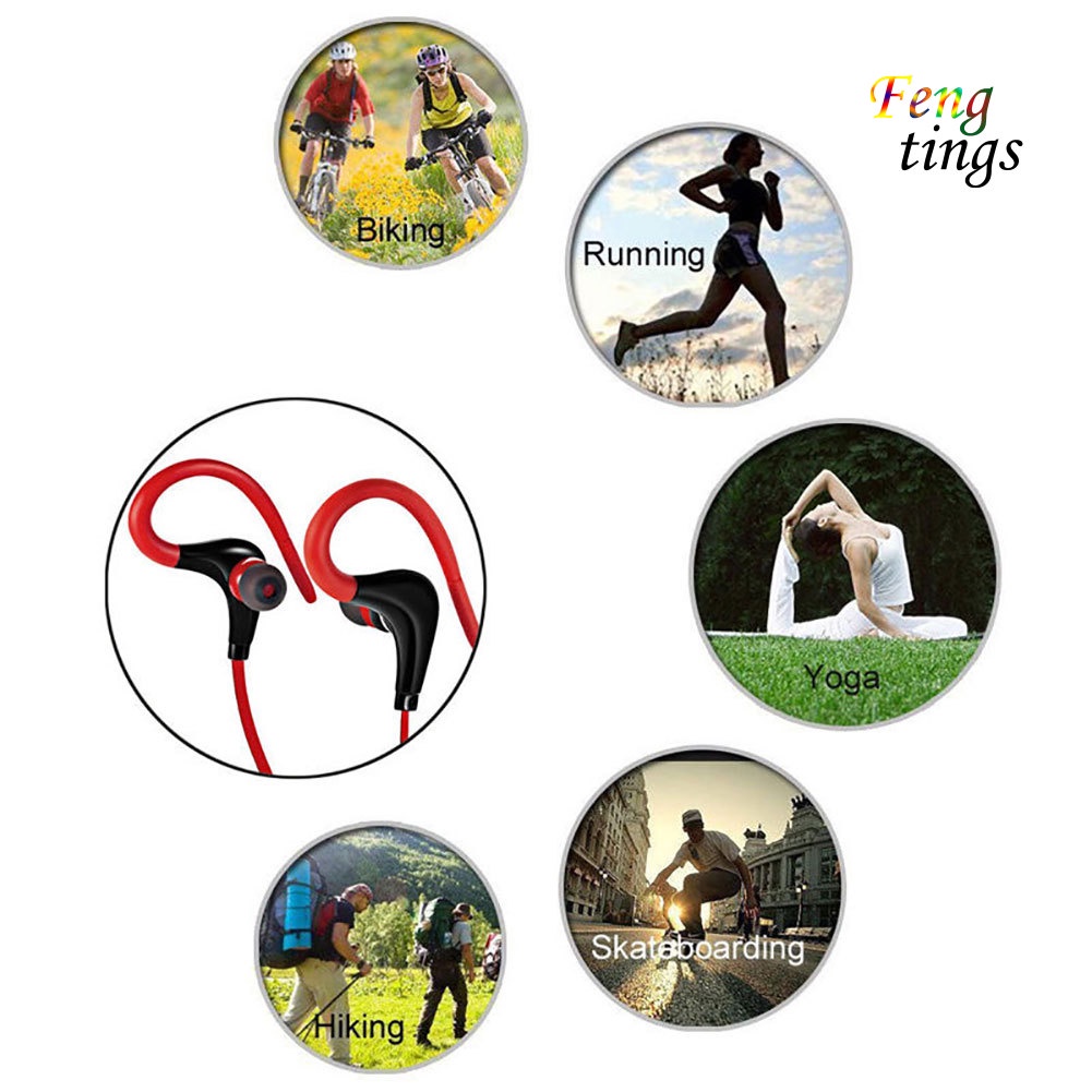 【FT】Sport Running Jogging Earphone Earhook Stereo Headphone with Mic for Cell Phone