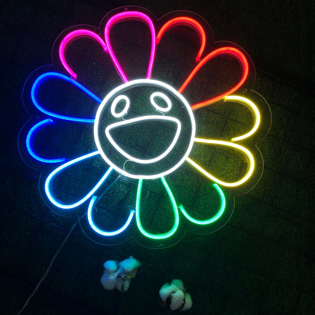 Đèn trang trí led neon sign hình BÔNG HOA CẦU VÒNG