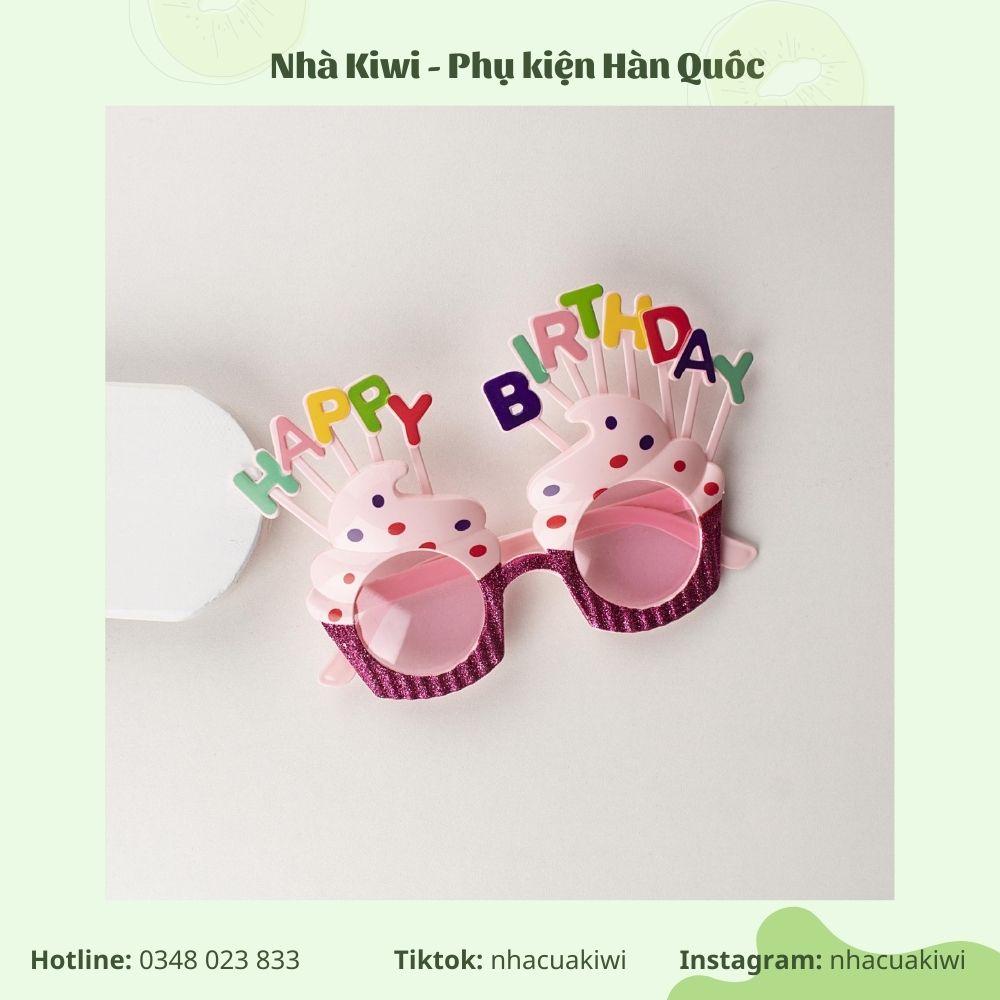 Mắt kính Happy Birthday phụ kiện sinh nhật cho các bạn xinh lung linh