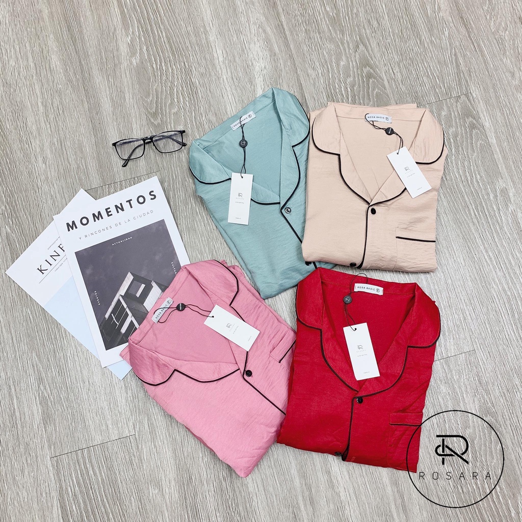 Bộ ngủ pyjama thời trang nữ lụa mịn viền đen Rosara B35 | WebRaoVat - webraovat.net.vn