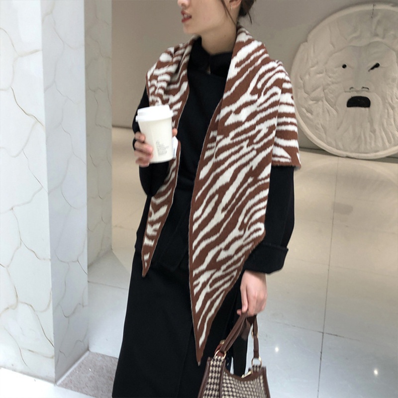 Áo Choàng Len Dệt Kim In Họa Tiết Hổ Phong Cách Hàn Quốc Thời Trang Mùa Đông Cho Nữ