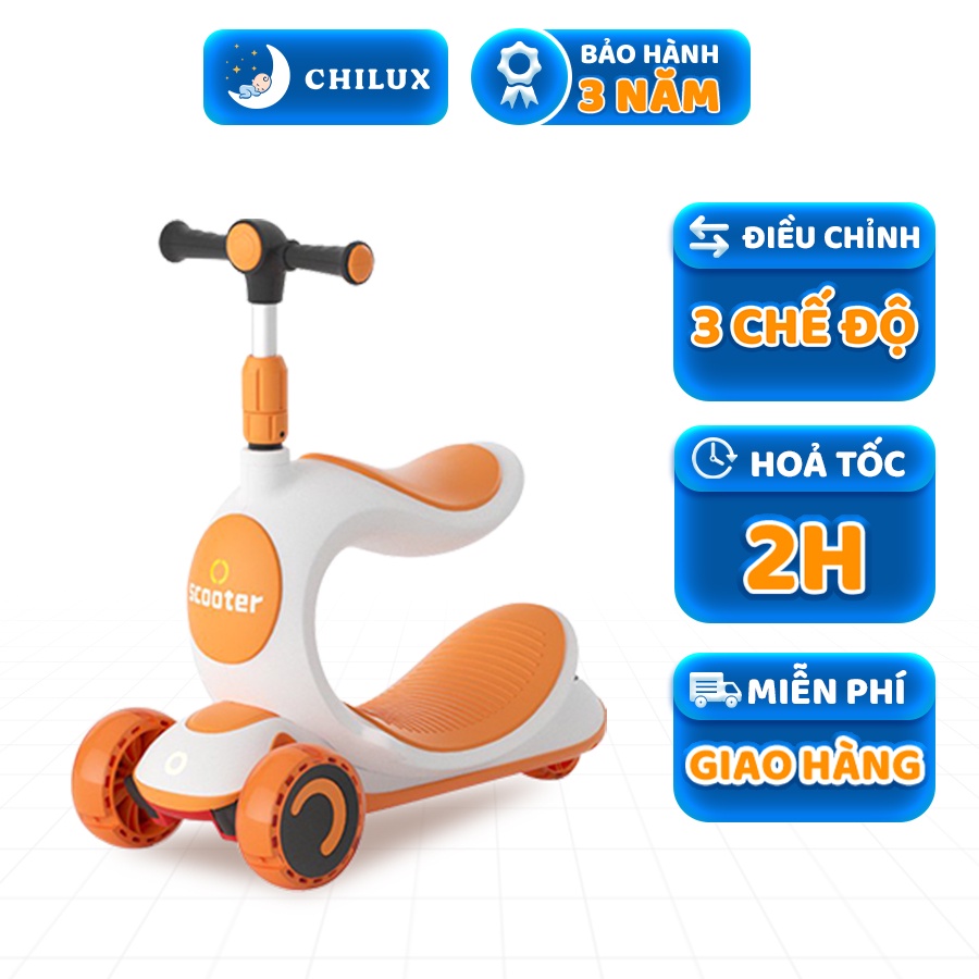 Xe trượt scooter cho bé Chilux 2 trong 1 - Bánh xe phát sáng vĩnh cữu gấp gọn chịu lực 150kg