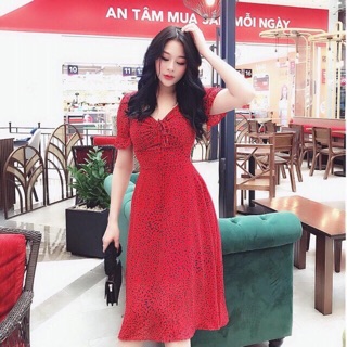 Váy hoa bèo rút tay ngực