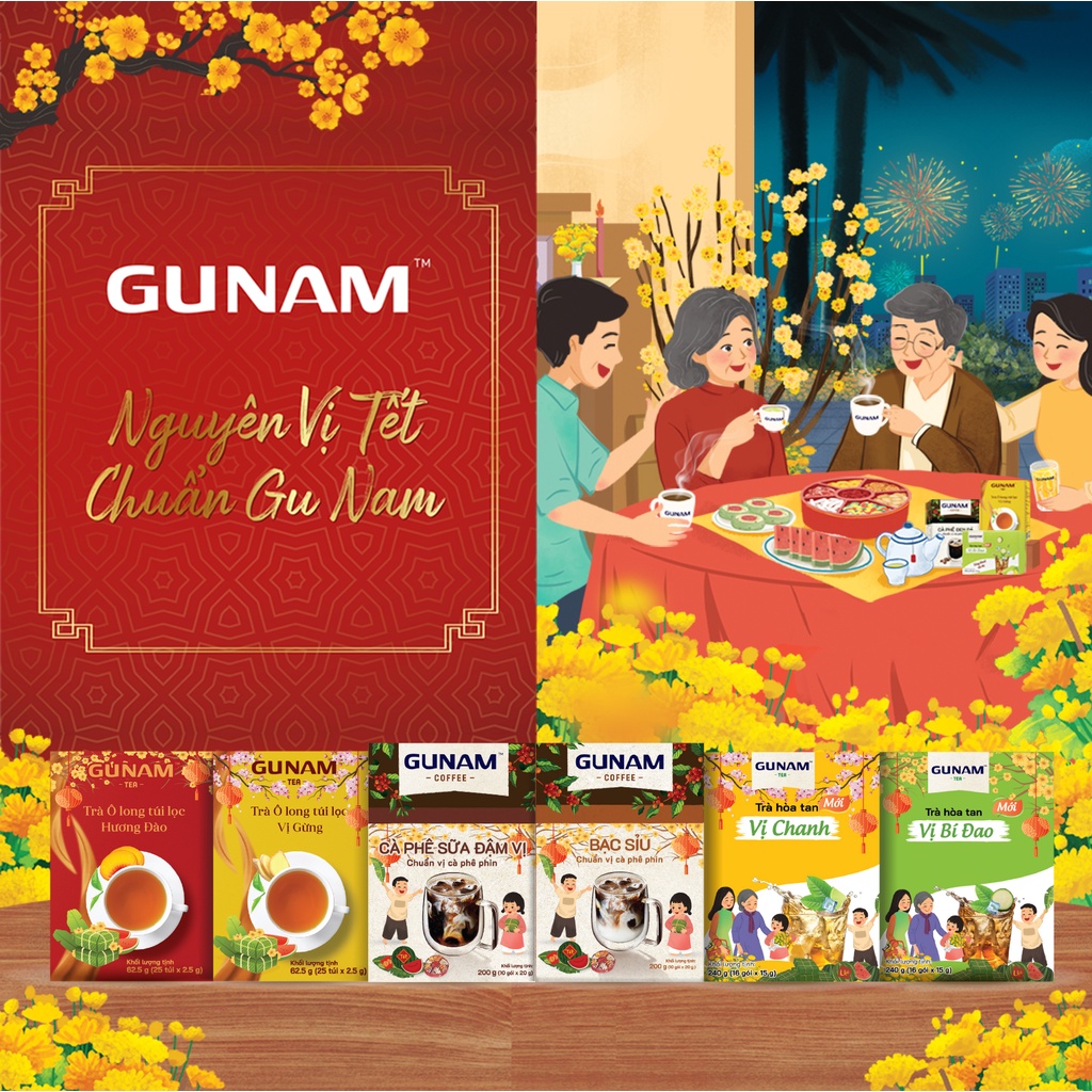 Combo Nguyên vị- cà phê hoà tan GUNAM bạc sỉu (10 gói x 20g) + cà phê hoà tan GUNAM đậm vị (10 gói x 20g) | BigBuy360 - bigbuy360.vn