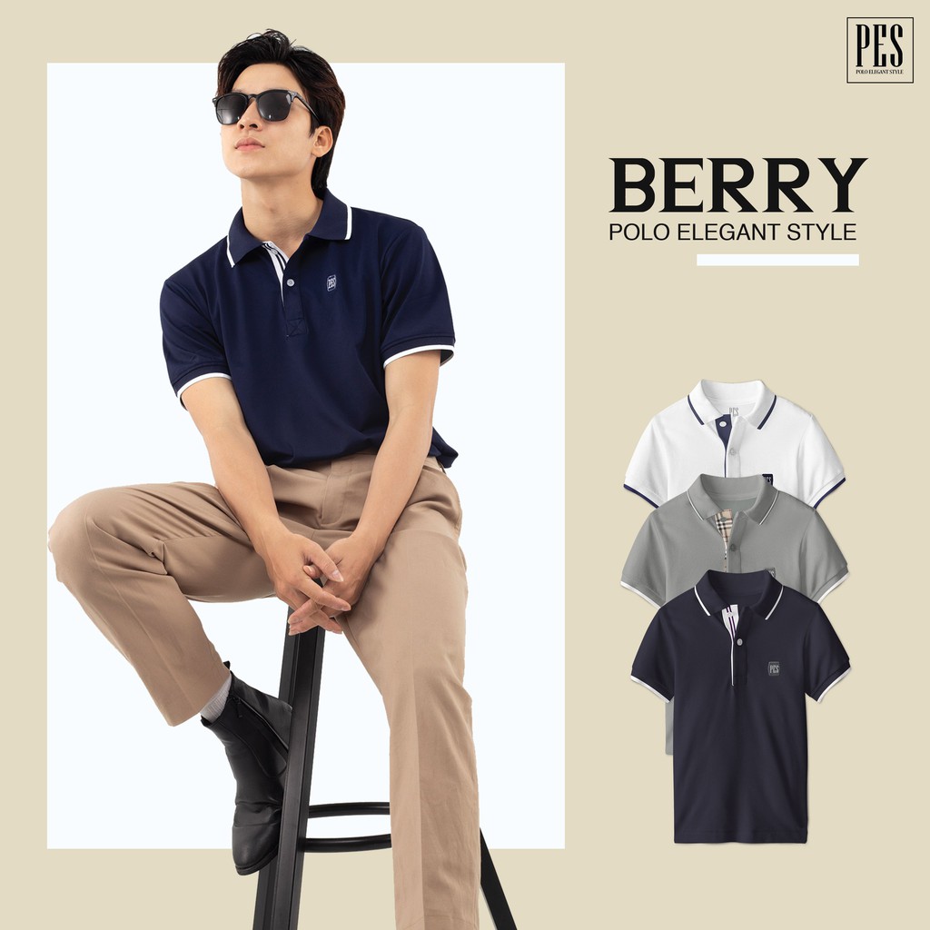 Áo thun Polo Berry màu trắng cổ bẻ vải cá sấu Cotton trẻ trung lịch lãm | BigBuy360 - bigbuy360.vn