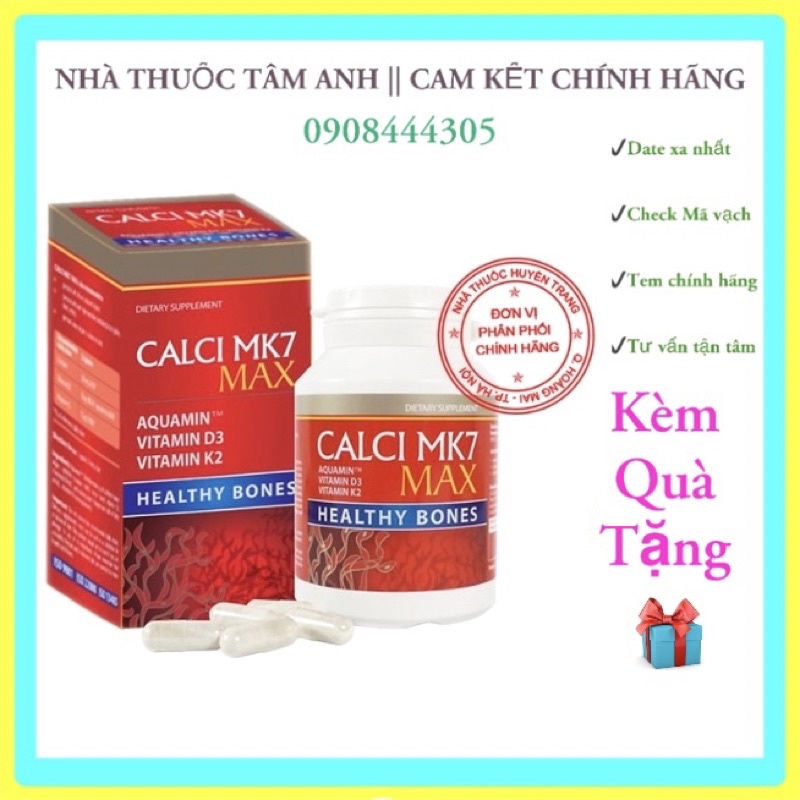 Calci MK7 Max Canxi từ Tảo đỏ, Giúp bổ sung canxi tối đa cho trẻ em, trẻ dậy thì, Bà bầu và người lớn tuổi