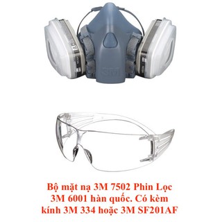 Bộ mặt nạ 3M 7502 phin lọc 3m 6001 Nhập khẩu Hàn Quốc Cao Cấp dùng trong môi trường phun thuốc trừ sâu