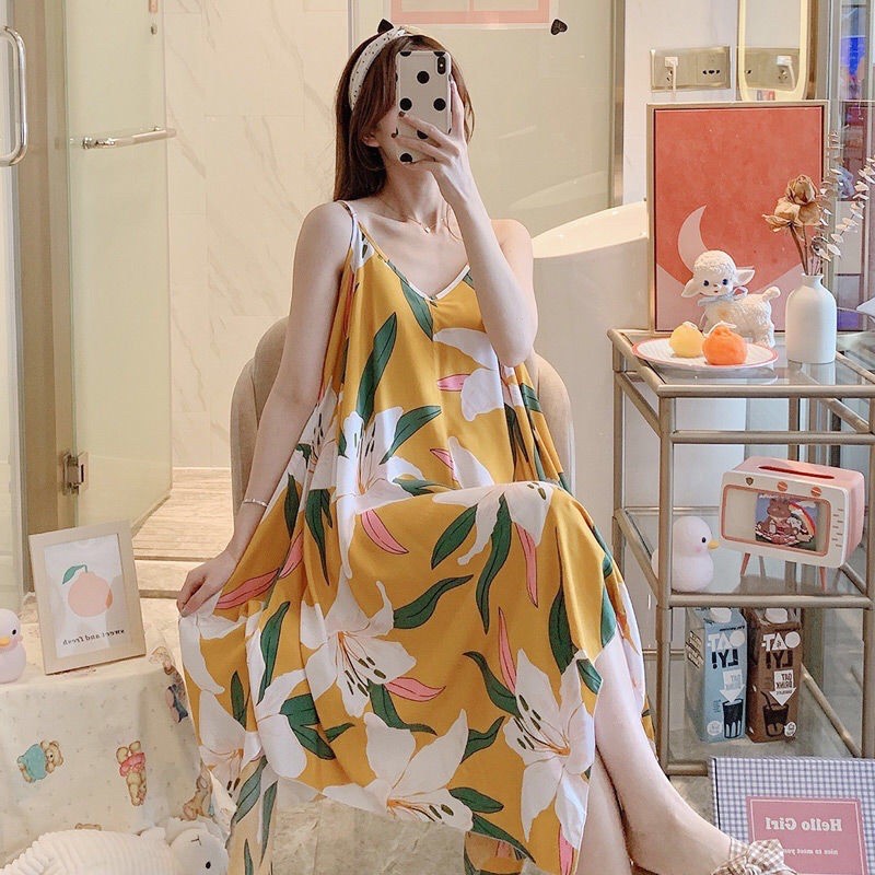 Đầm ngủ hai dây, váy maxi bigsize chất liệu mềm mịn mát | BigBuy360 - bigbuy360.vn