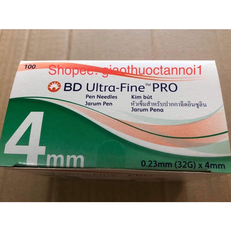 Đầu kim bút tiêm BD ultra-fine 4mm thương hiệu số 1 tại Mỹ sử dụng được cho tất cả các loại bút tiêm insulin 32Gx4mm