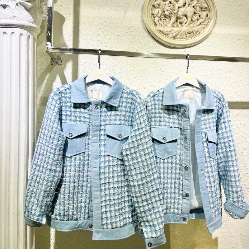 ÁO JACKET MIX: JEAN x TWEED BABY BLUE by K honista