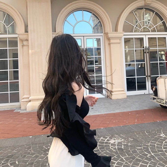 SUXI Áo Dệt Kim Tay Dài + Áo Không Tay Màu Sắc Trơn Thời Trang Dành Cho Nữ