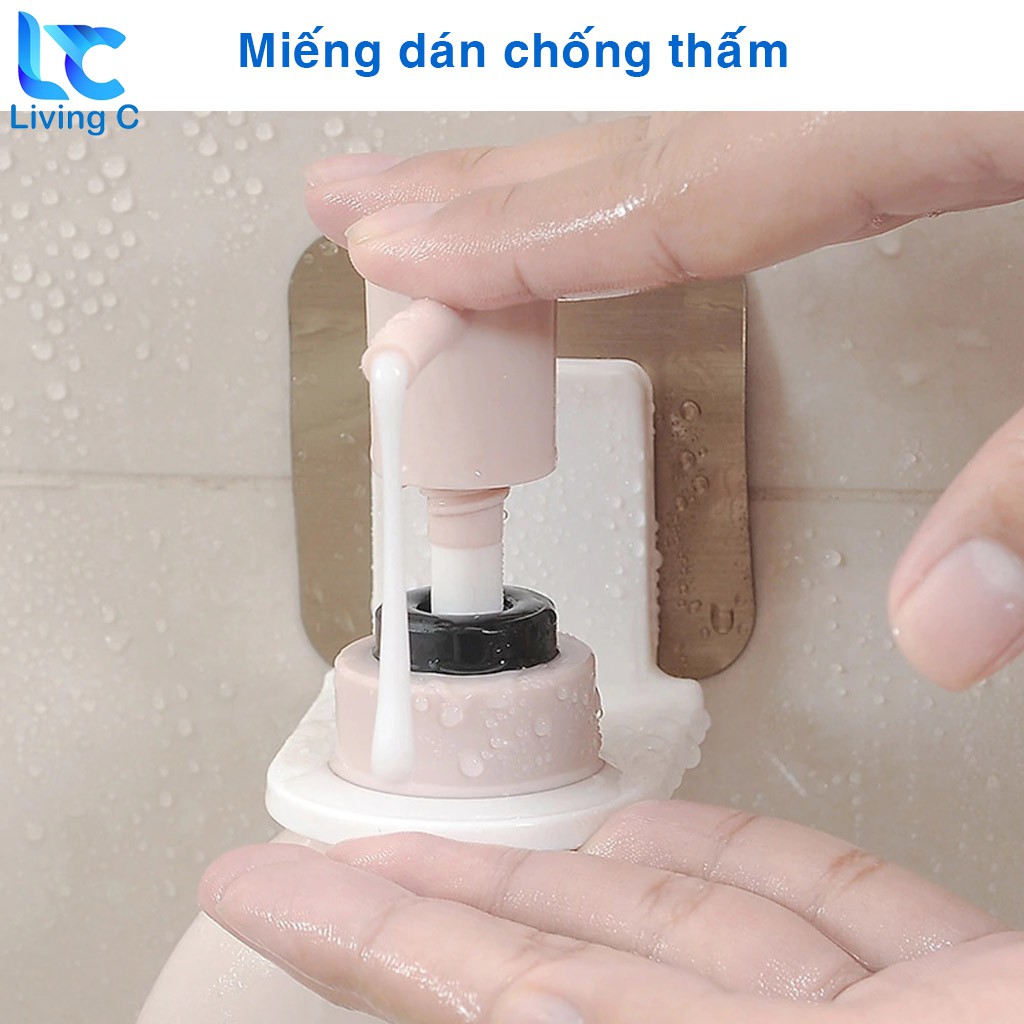 Giá móc treo chai nước rửa tay , dầu gội đầu sữa tắm dán tường Living C siêu dính chịu lực 3kg _TC