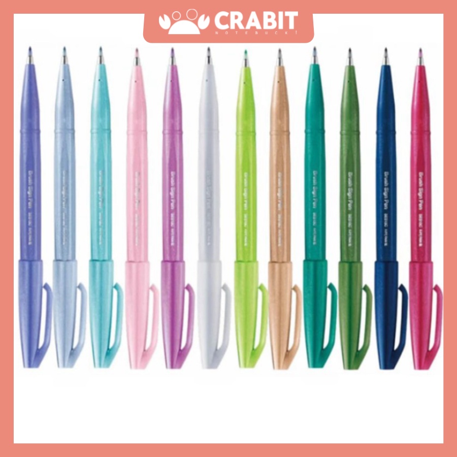 [CRABIT DEAL] Bút Pentel Fude Touch Brush Sign - Bút lông viết Calligraphy - Tone Pastel