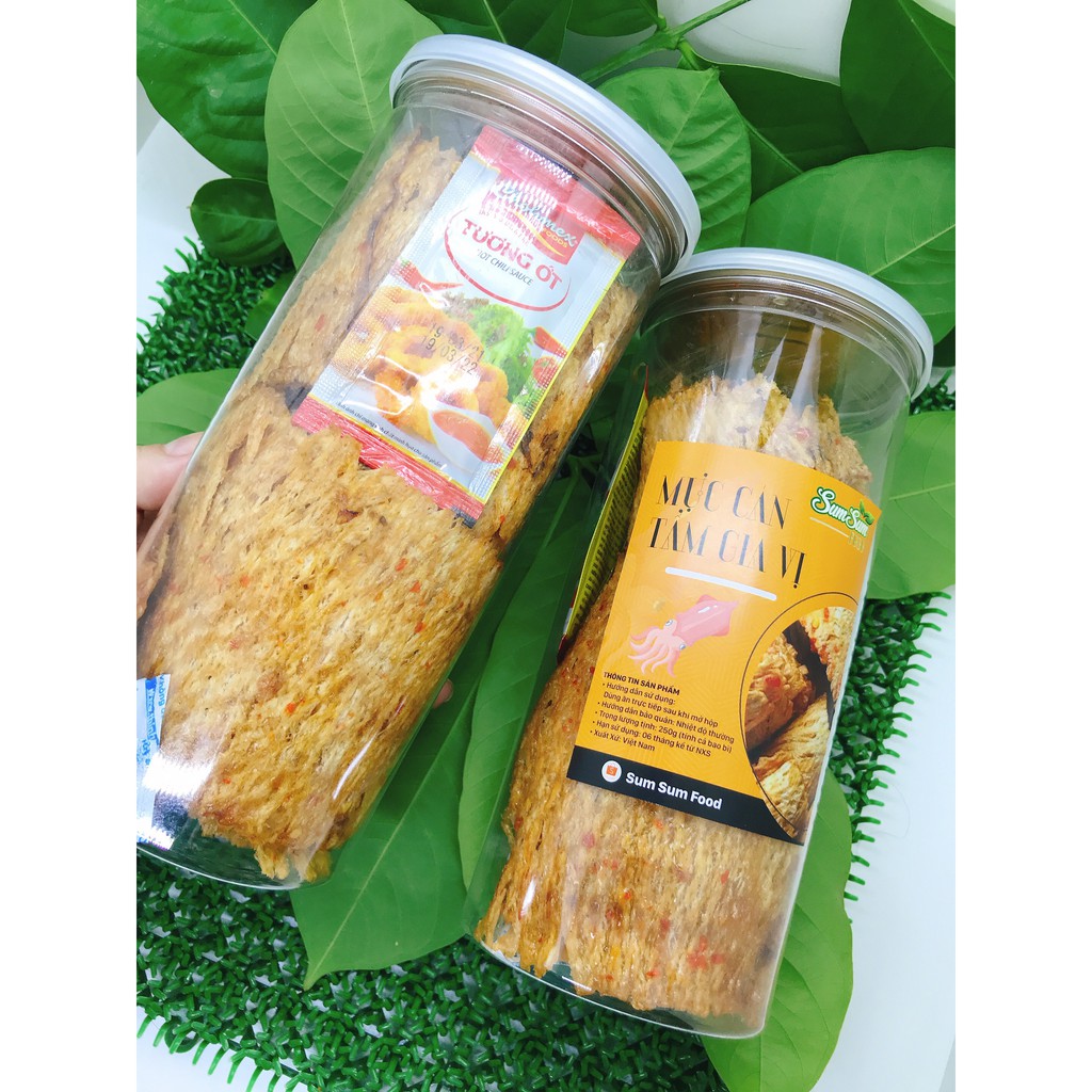 Mực Cán Tẩm Vị Lon pet 250g 🦑Sạch Chất Lượng🦑 Mực Cán Nguyên Chất 100% và Không Phẩm Màu Hóa Chất