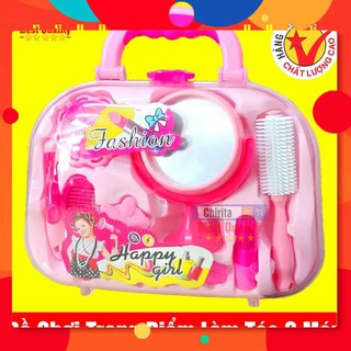 Bộ Đồ Chơi Trang Điểm Túi Xách 9 Món - Đồ Chơi Làm Tóc - Giúp Bé Nhập Vai Thợ Trang Điểm Chuyên Nghiệp