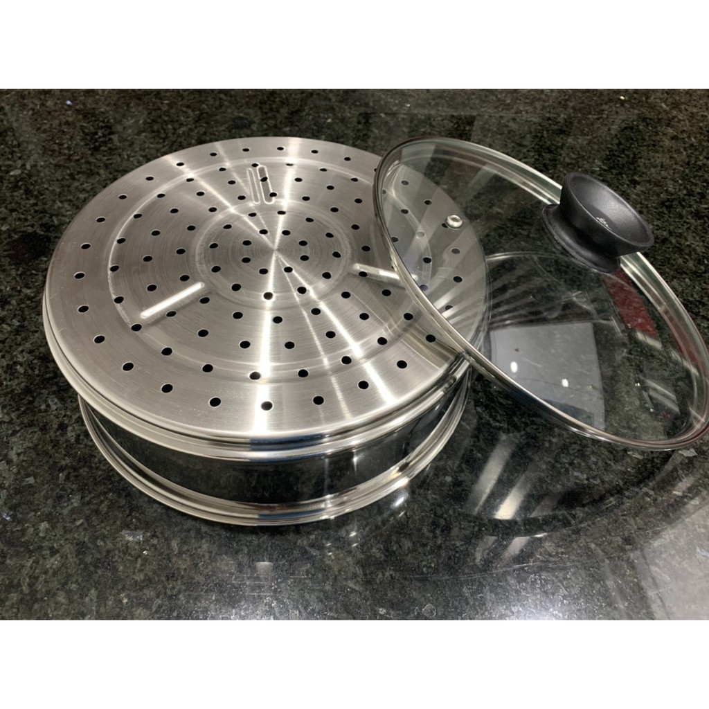 Xửng hấp Inox 304 Kims Cook Hàn quốc size 24, kèm vung kính cao cấp, hàng chính hãng BH 12 tháng