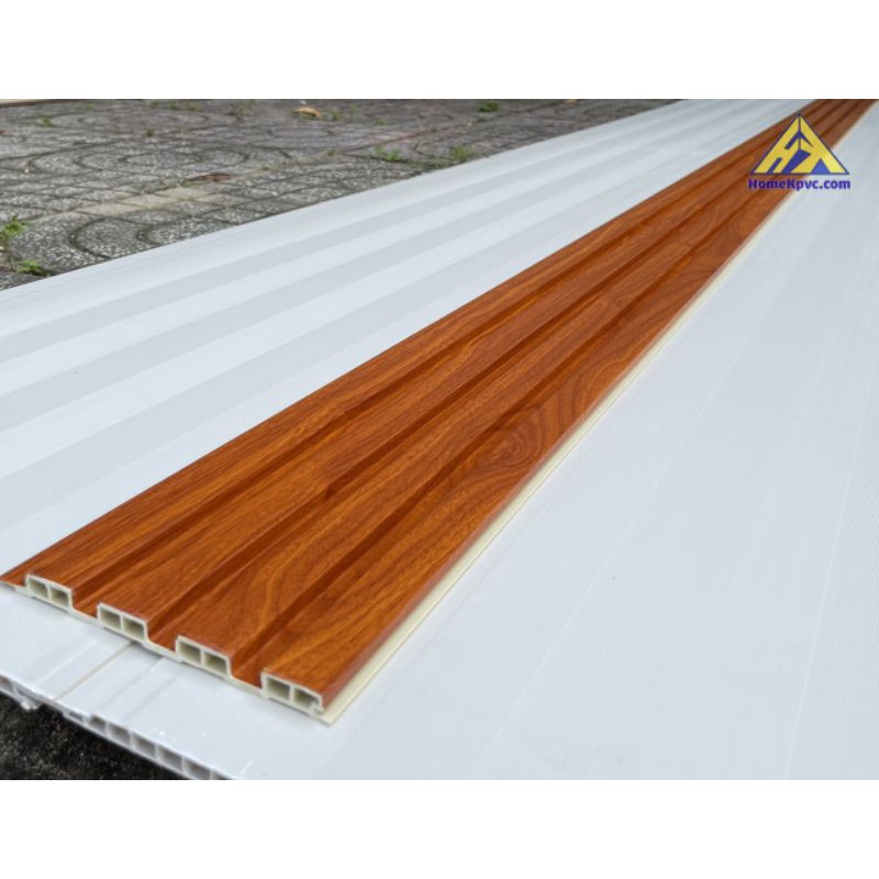 Lam Sóng Nhựa Giả Gỗ Composite Ốp Tường 4 Sóng Thấp