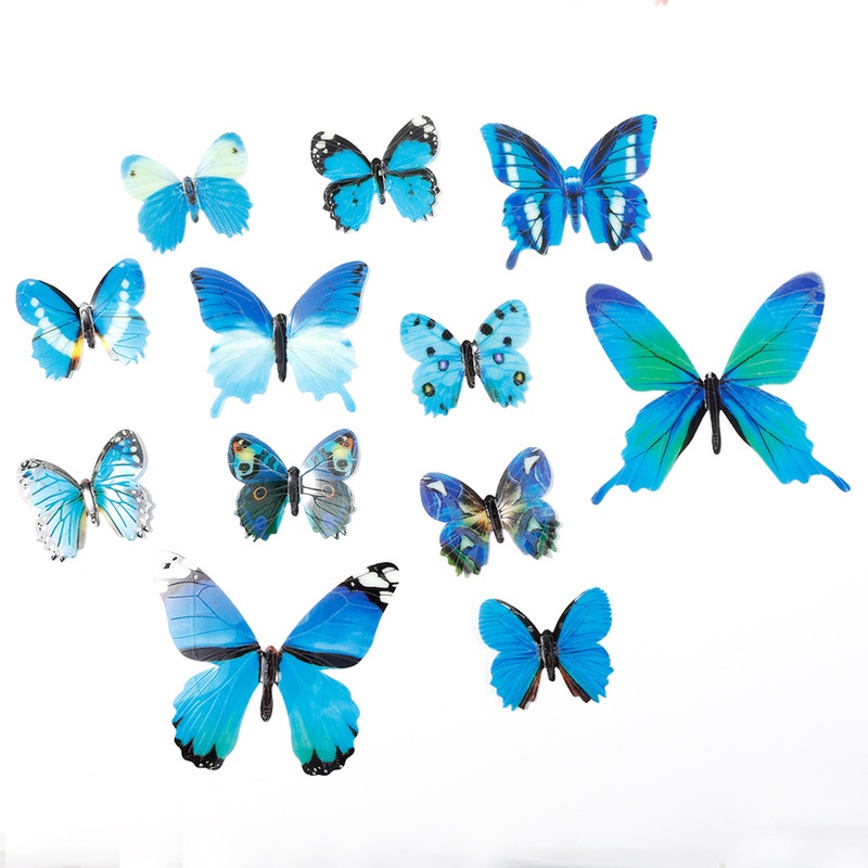 Set 12 Bươm Bướm 3D Dạ Quang Dán Tường Trang Trí Độc Đáo