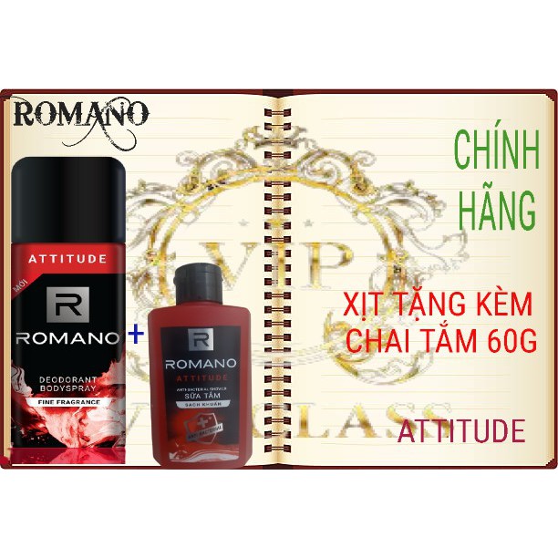 ROMANO_ XỊT KHỬ MÙI ROMANO ATTITUDE (ĐỎ) KÈM CHAI TẮM 60G (TÙY Ý).