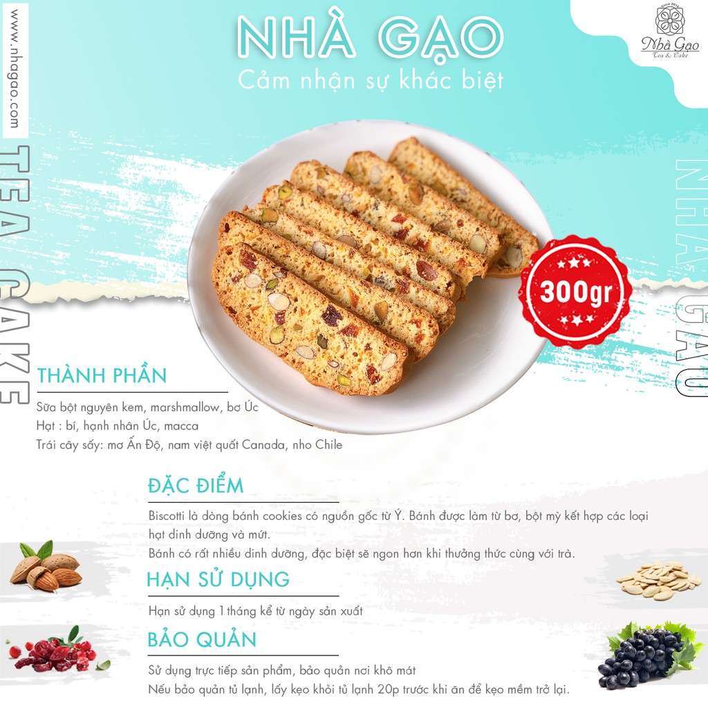 Bánh biscotti vị cam cao cấp Nhà Gạo