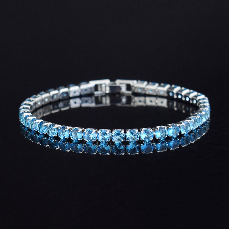 Vòng tay mạ bạc đính đá zircon 4mm thời trang đơn giản cho nam nữ