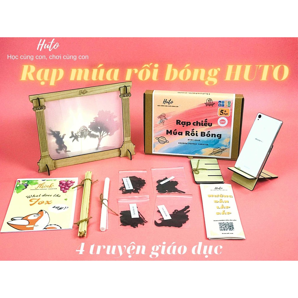 [Chủ Đề Giáo Dục ] Trò Chơi Múa Rối Bóng, 2 Size Tự Chọn + Full Set Rạp, Con Rối, Phụ Kiện Diễn Kịch