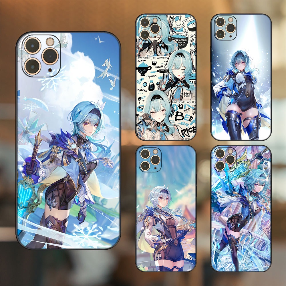 Ốp lưng iPhone 11 Pro Max dẻo đen cạnh vuông in hình Eula Genshin Impact