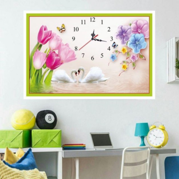 Tranh đính đá Đồng Hồ Hoa Tulip 75x50 VS066 chưa đính