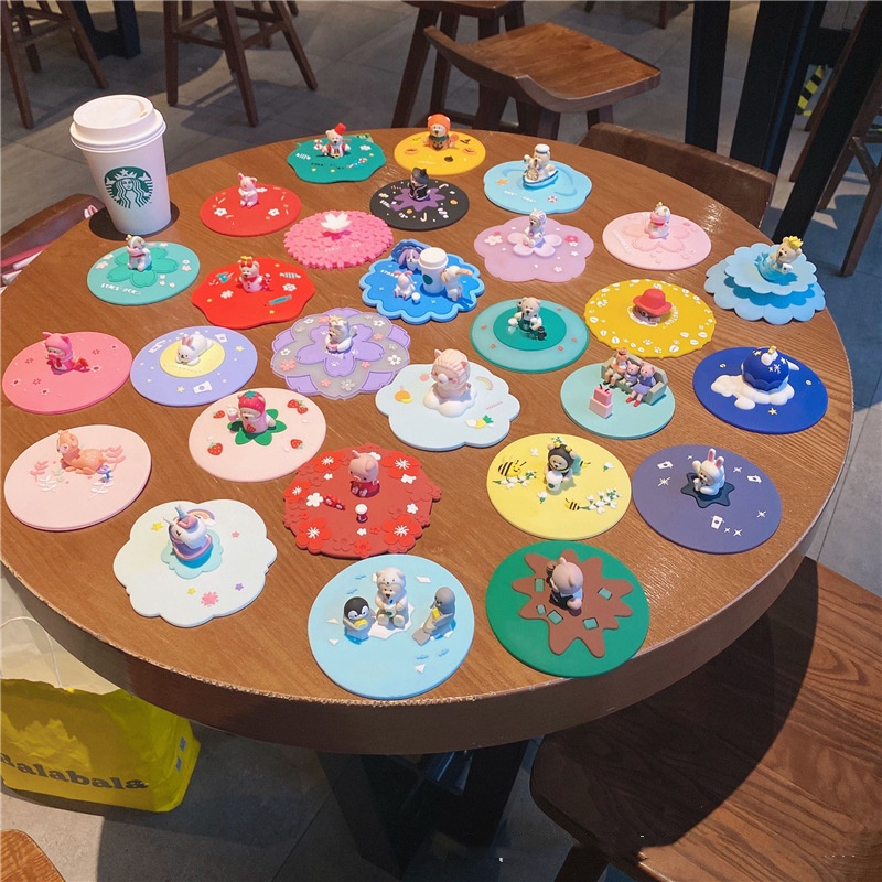 40 kiểu! Nắp đậy cốc nước Starbucks chống bụi bằng silicon cấp thực phẩm tiện dụng
