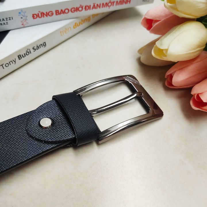 Thắt lưng nam khóa kim, dây nịt nam đục lỗ sẵn da PU chắc chắn, bền đẹp