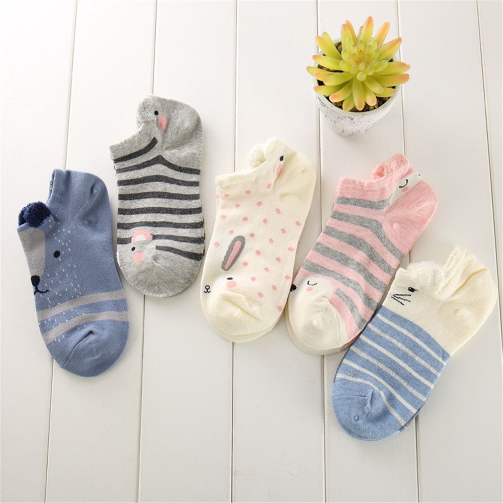 Vớ cotton cổ thuyền thoáng khí chống trượt in họa tiết chú chó dễ thương MIHAN1