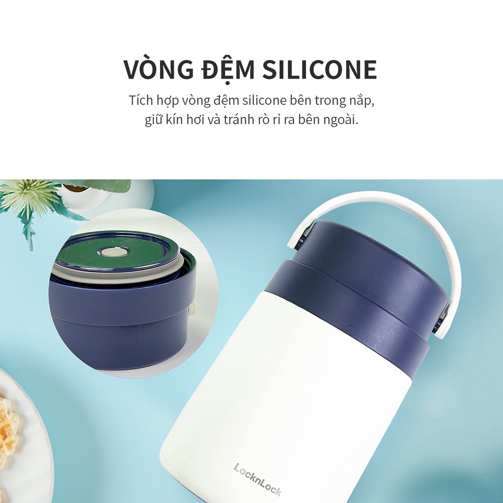 Bộ Hộp Cơm Giữ Nhiệt Kèm Muỗng Lock&Lock Handle Food Jar LHC8042 700ml - Hàng Chính Hãng