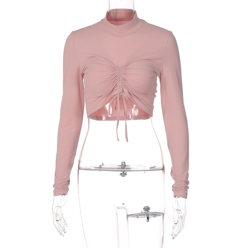 Áo Thun Tay Dài Dáng Ôm Phối Bèo Và Dây Rút D0315 Thời Trang Cho Nữ