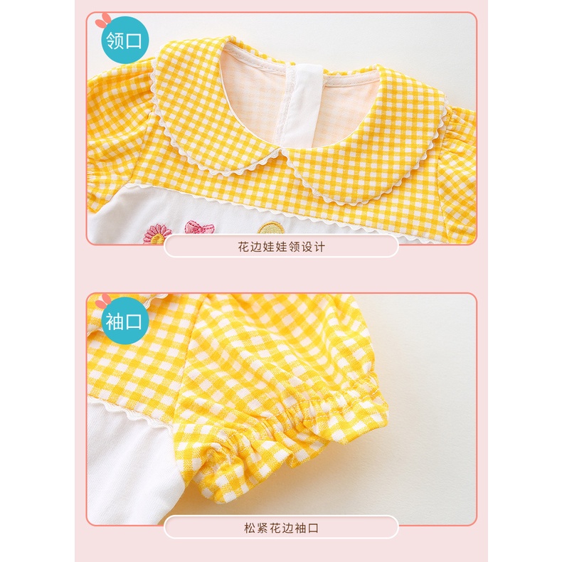 Đầm Công Chúa Tay Ngắn In Họa Tiết Caro Xinh Xắn Thời Trang Cho Bé Gái 2721 2056
