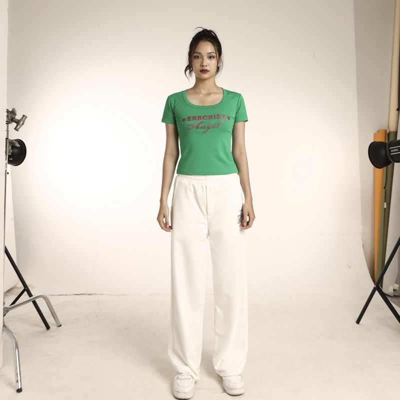 Quần ERRORIST sweat pant ống rộng trắng/đen
