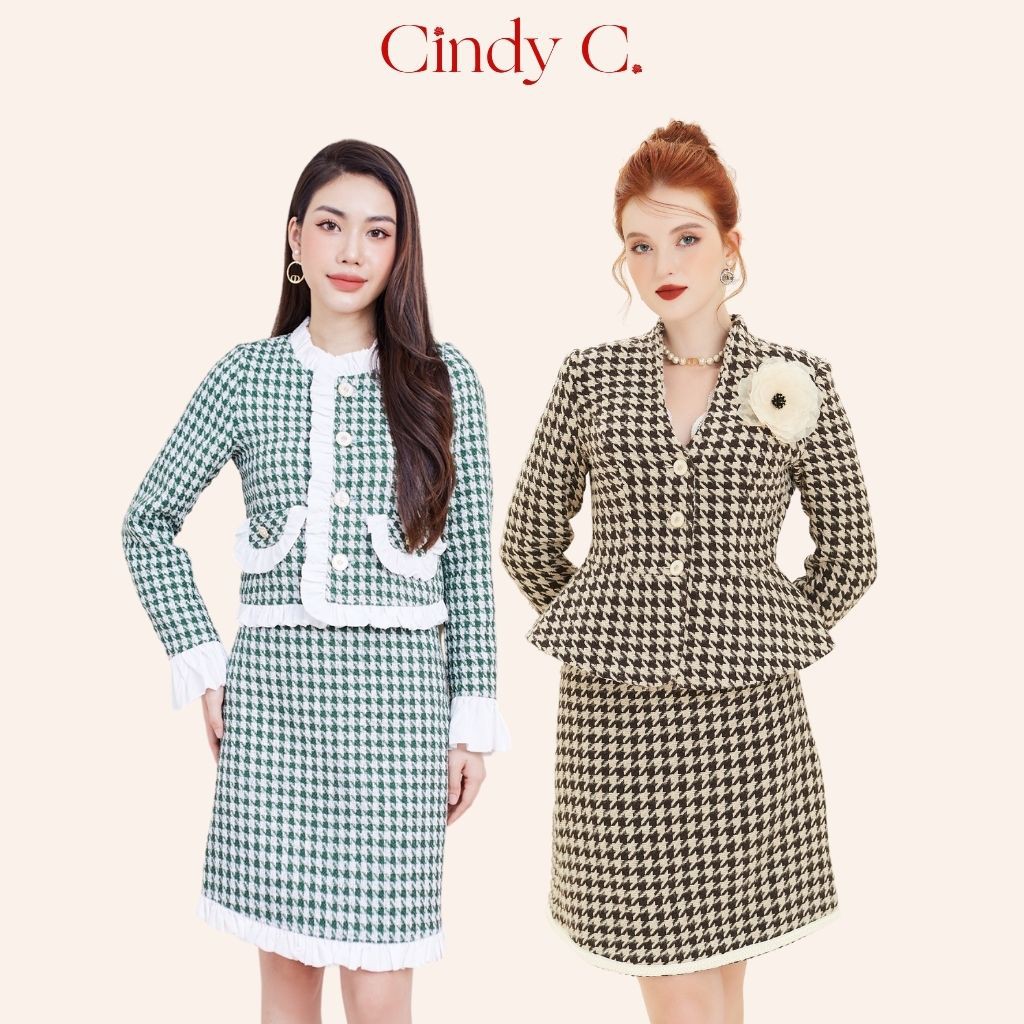 Áo khoác Chân váy CINDY C dạ Tweed cúc cài thiết kế sang chảnh 820 / 821 / 800 / 801