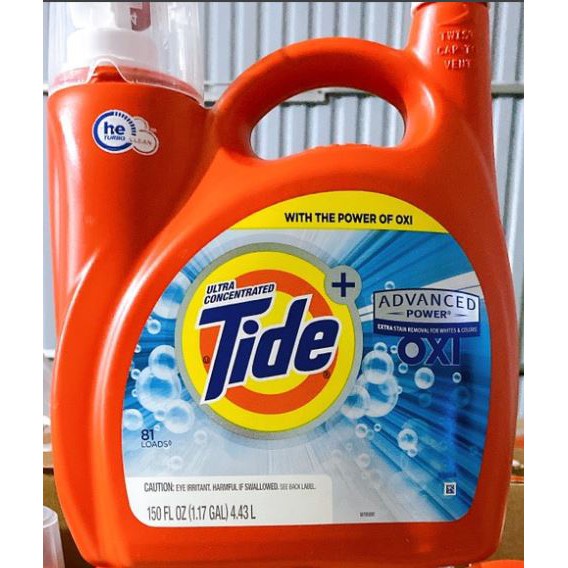 [CAN 4.43L] Nước Giặt Xả Tide Oxi Dung Tích 4.43L Giúp Giặt Sạch Sâu Và Khử Mùi x2 - Mỹ